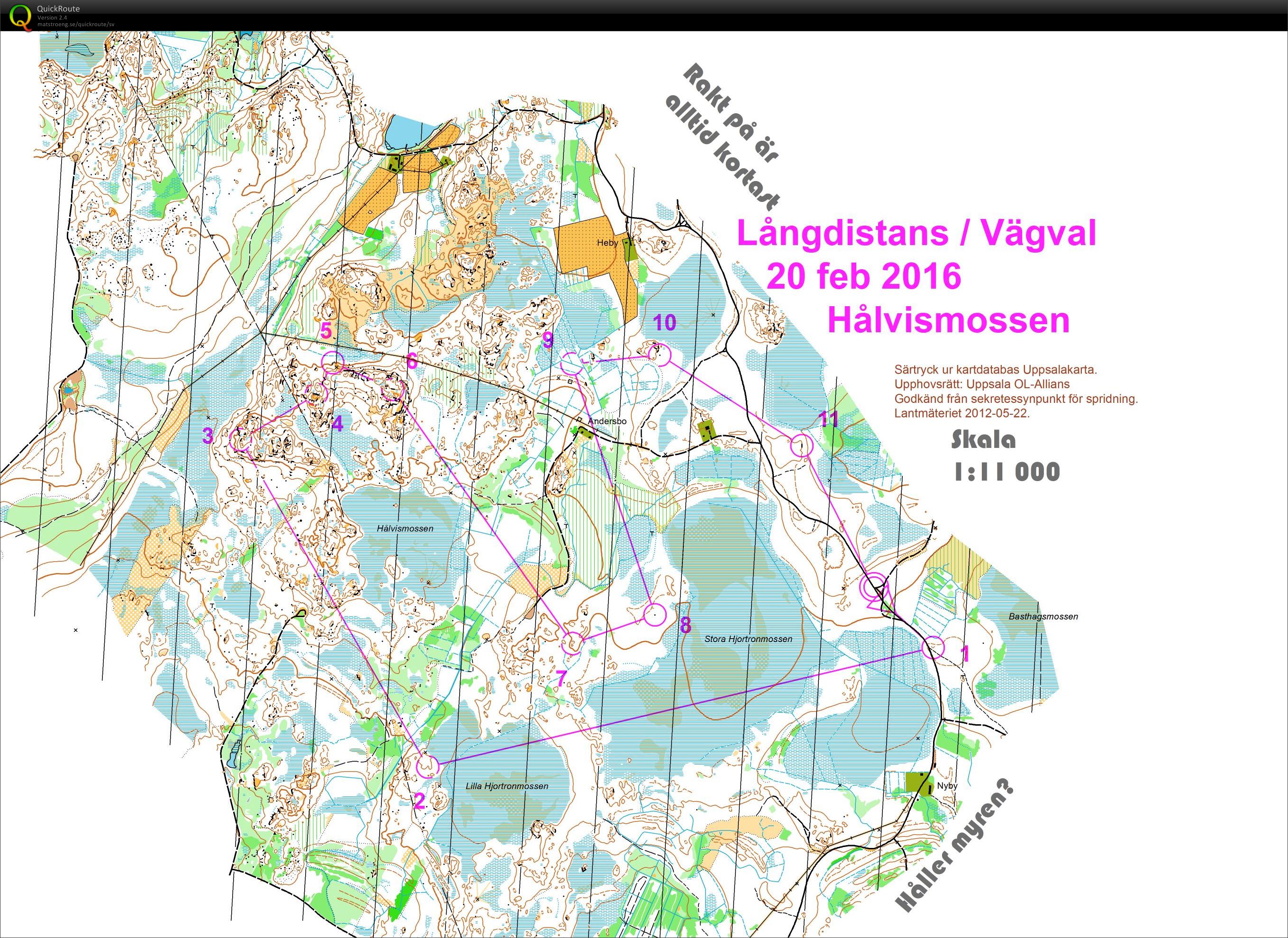 Hålvismossen långdistans med vägval. (20-02-2016)