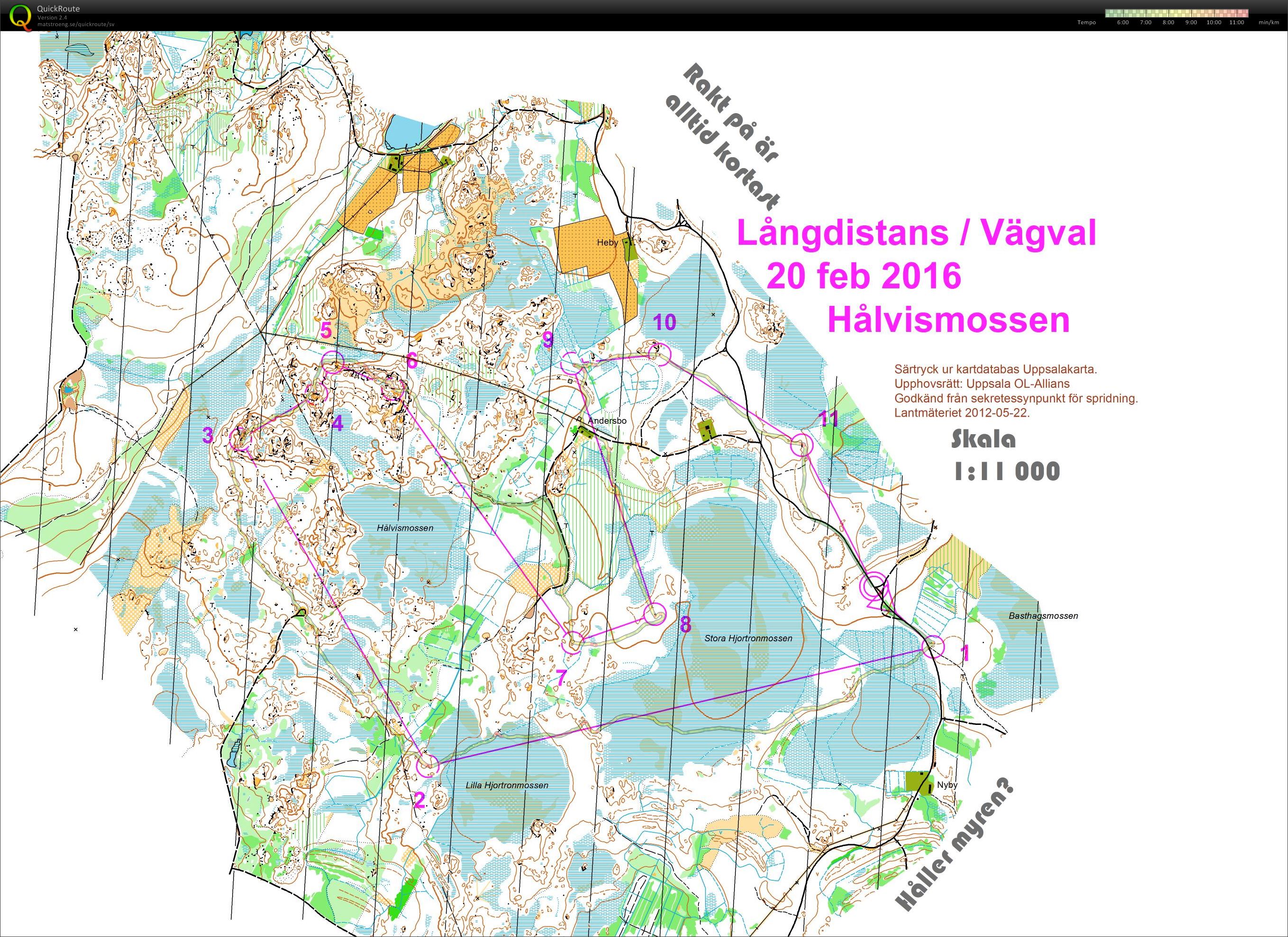 Hålvismossen långdistans med vägval. (20-02-2016)